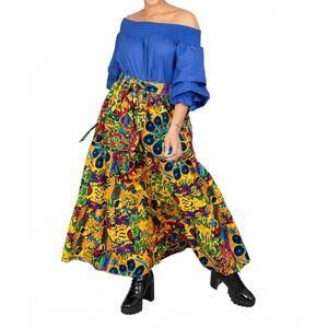 NEW KARA CHIC african print maxi skirt in multi